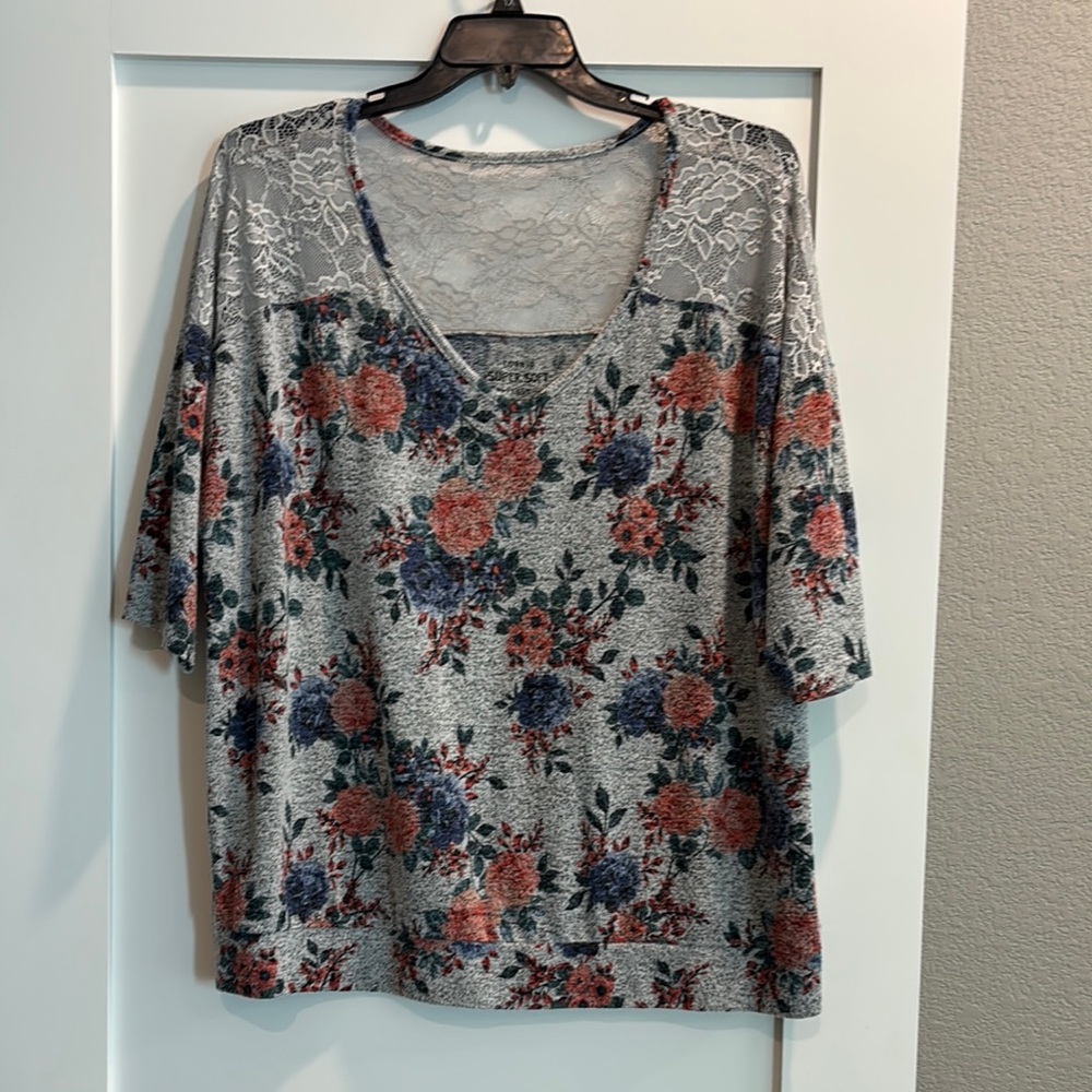 Torrid Gray and Orange Boxy Blouse